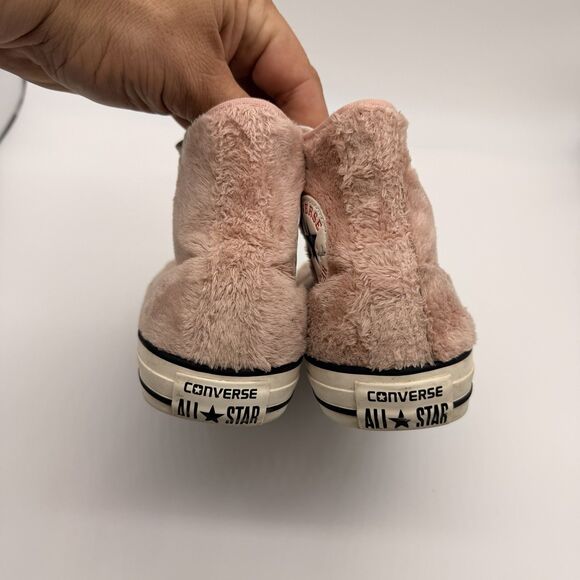 CONVERSE Chuck Taylor All Star High Top Woman's Pink Faux Fur Sneakers Size 7.5 - Picture 3 of 7